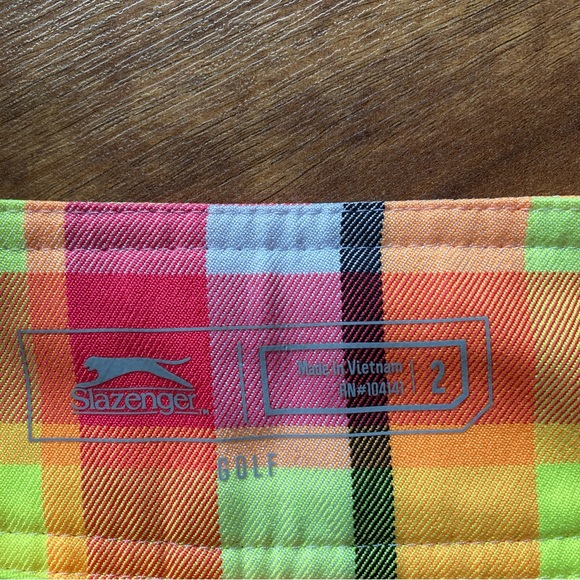 Slazenger Size 2 Multicolor Neon Plaid Women's Golf Shorts - Picture 3 of 6